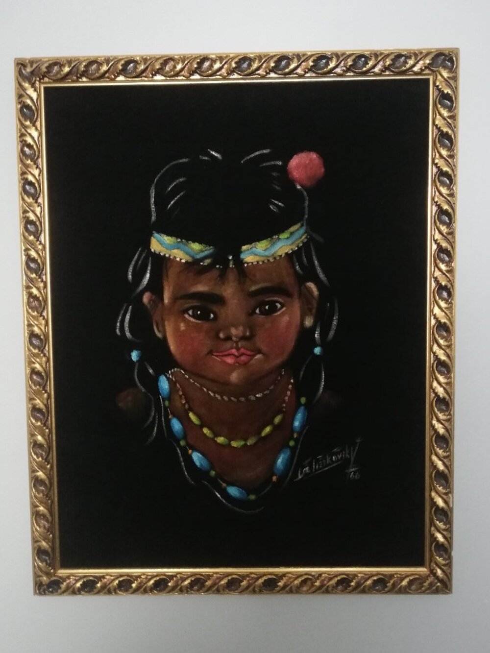 Vintage Black Velvet Painting – Framed Statement Art (16x20)